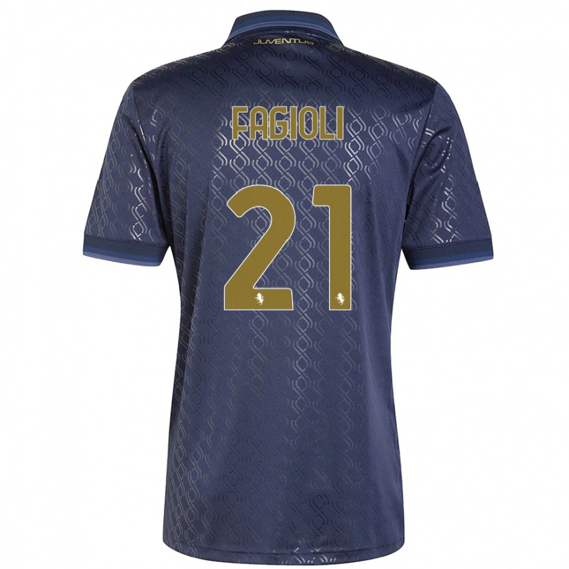 Danxen Kvinnor Nicolò Fagioli #21 Marinblå Tredjesatsen Matchtröjor 2024/25 Tröjor T-Tröja