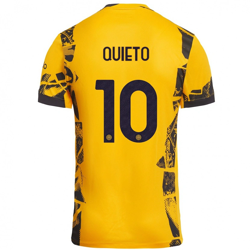 Danxen Kvinnor Daniele Quieto #10 Guld Svart Tredjesatsen Matchtröjor 2024/25 Tröjor T-Tröja