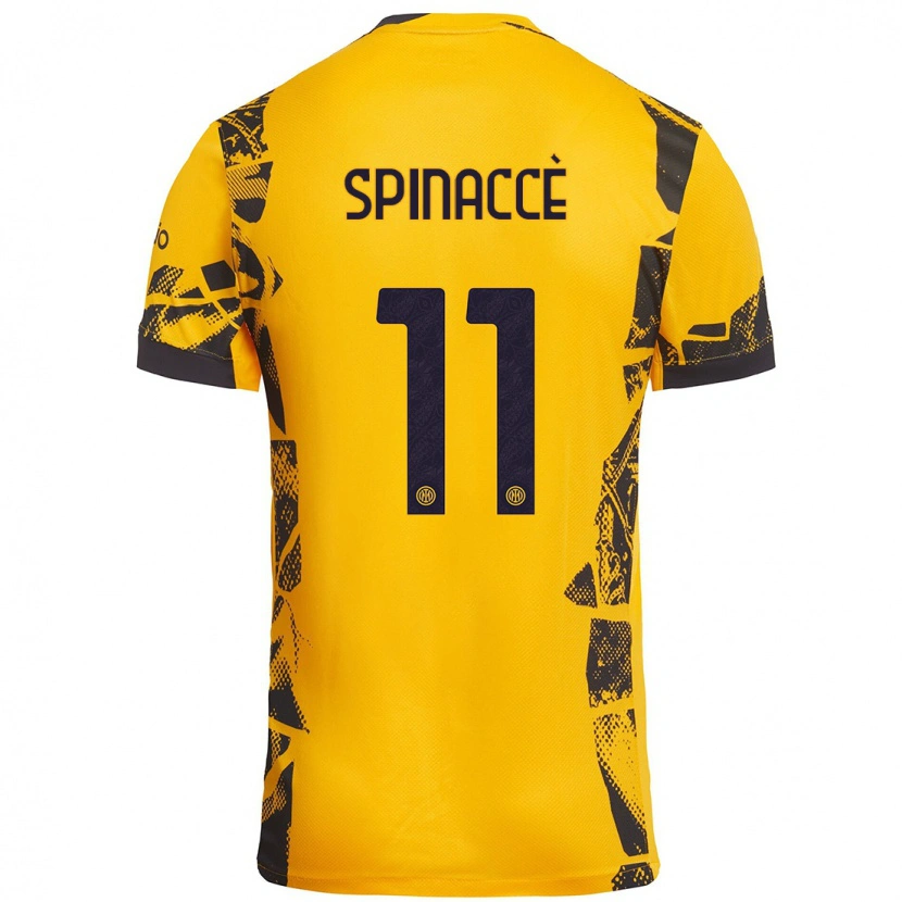 Danxen Kvinnor Matteo Spinaccè #11 Guld Svart Tredjesatsen Matchtröjor 2024/25 Tröjor T-Tröja