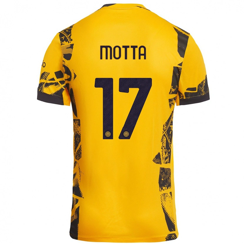 Danxen Kvinnor Matteo Motta #17 Guld Svart Tredjesatsen Matchtröjor 2024/25 Tröjor T-Tröja