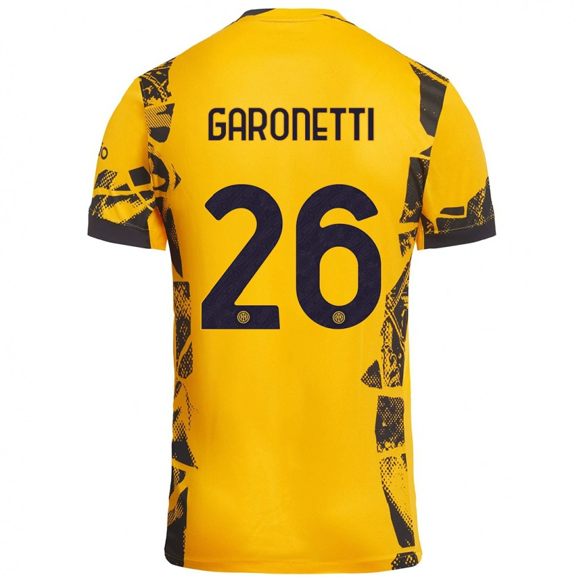 Danxen Kvinnor Gabriele Garonetti #26 Guld Svart Tredjesatsen Matchtröjor 2024/25 Tröjor T-Tröja
