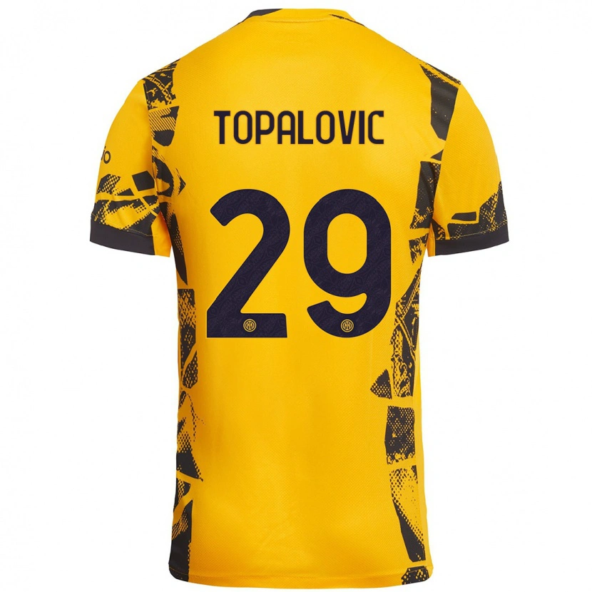 Danxen Kvinnor Luka Topalovic #29 Guld Svart Tredjesatsen Matchtröjor 2024/25 Tröjor T-Tröja