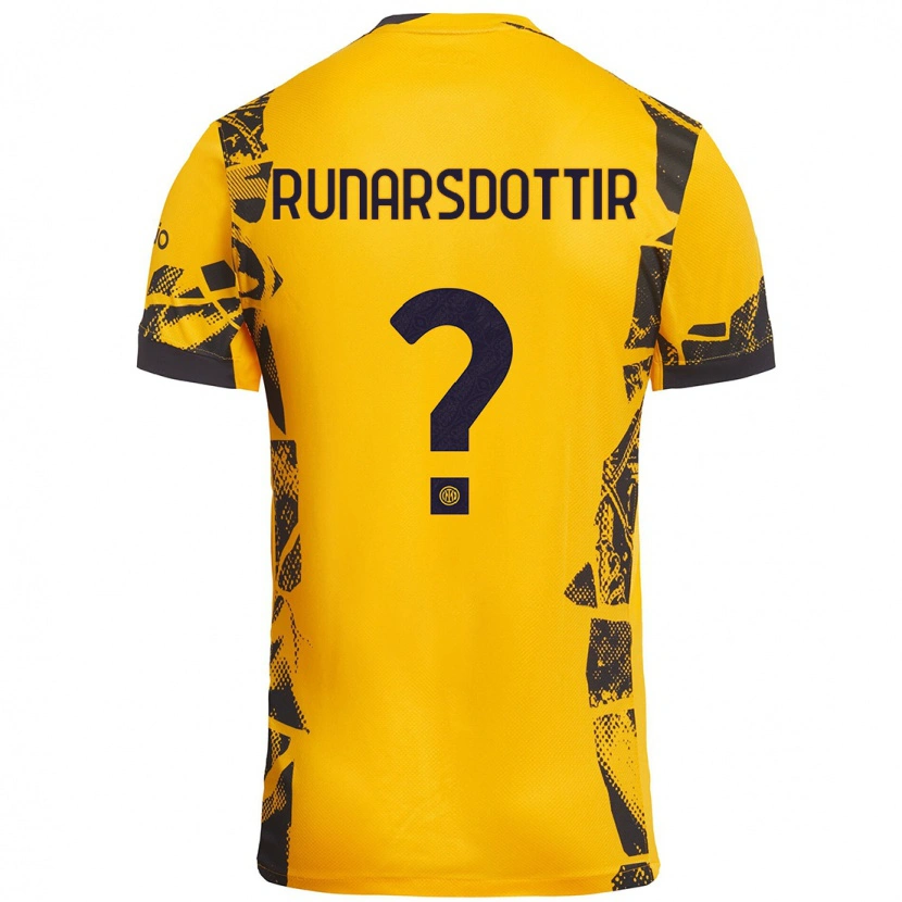 Danxen Kvinnor Cecilía Rán Rúnarsdóttir #0 Guld Svart Tredjesatsen Matchtröjor 2024/25 Tröjor T-Tröja
