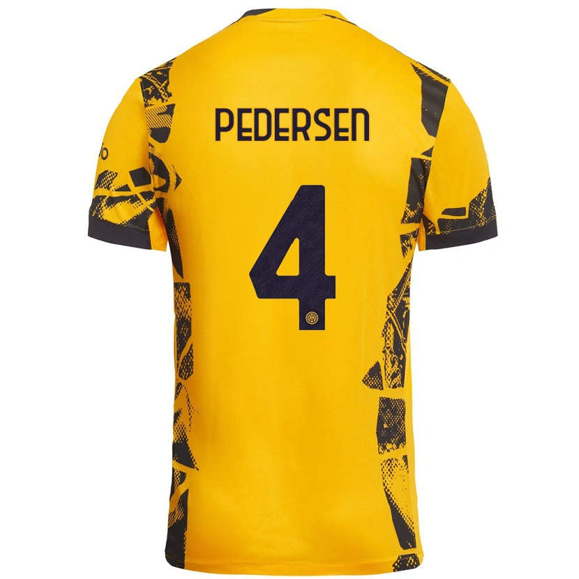 Danxen Kvinnor Sofie Junge Pedersen #4 Guld Svart Tredjesatsen Matchtröjor 2024/25 Tröjor T-Tröja