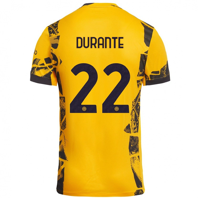 Danxen Kvinnor Francesca Durante #22 Guld Svart Tredjesatsen Matchtröjor 2024/25 Tröjor T-Tröja