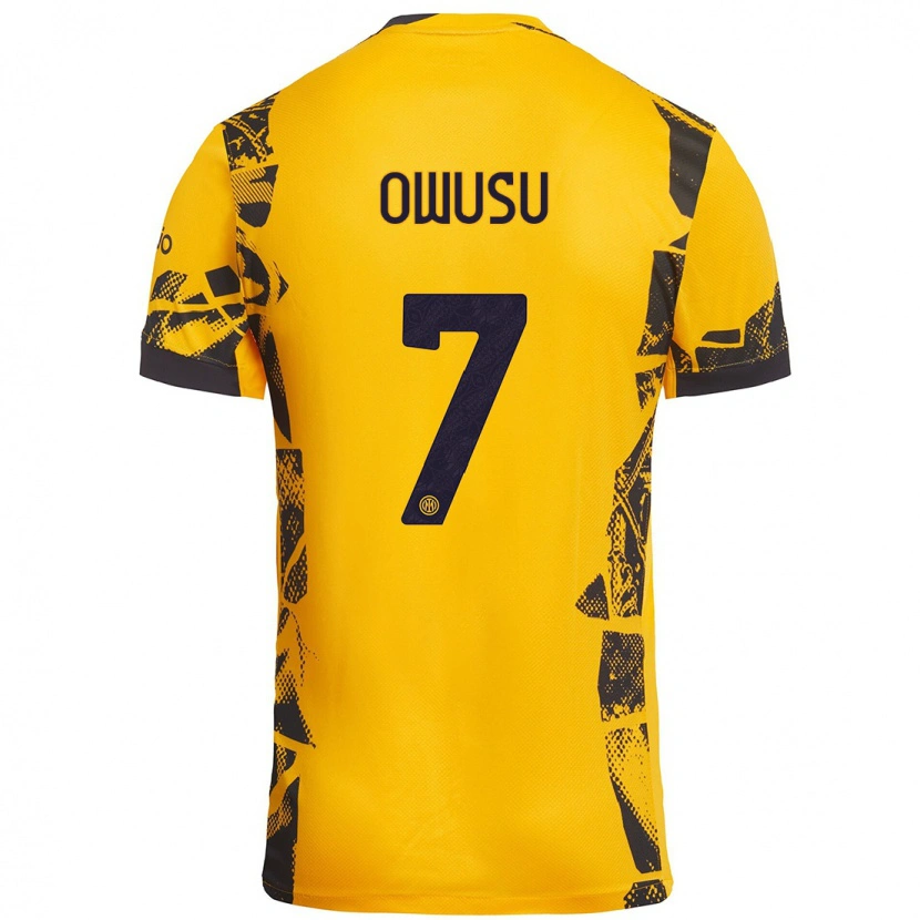 Danxen Kvinnor Enoch Owusu #7 Guld Svart Tredjesatsen Matchtröjor 2024/25 Tröjor T-Tröja