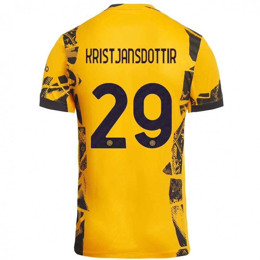 Danxen Kvinnor Anna Bjork Kristjansdottir #29 Guld Svart Tredjesatsen Matchtröjor 2024/25 Tröjor T-Tröja