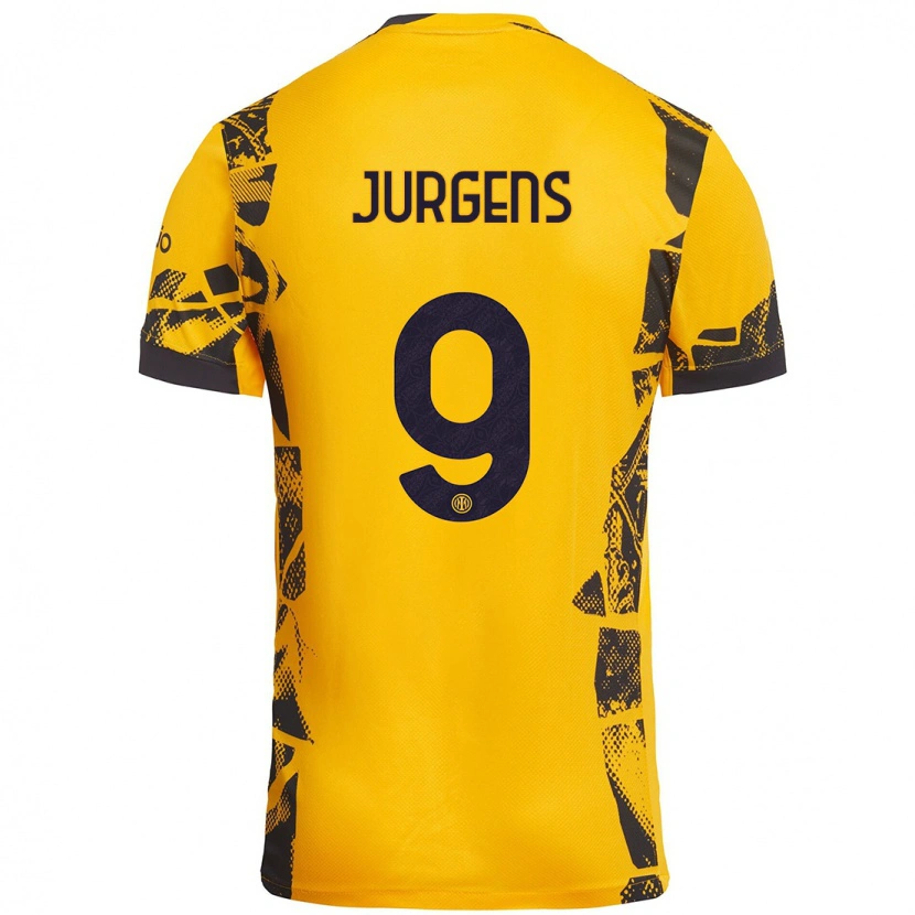 Danxen Kvinnor Oliver Jurgens #9 Guld Svart Tredjesatsen Matchtröjor 2024/25 Tröjor T-Tröja