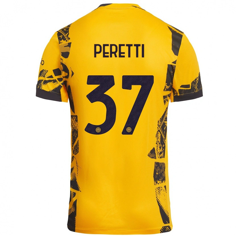 Danxen Kvinnor Lorenzo Peretti #37 Guld Svart Tredjesatsen Matchtröjor 2024/25 Tröjor T-Tröja