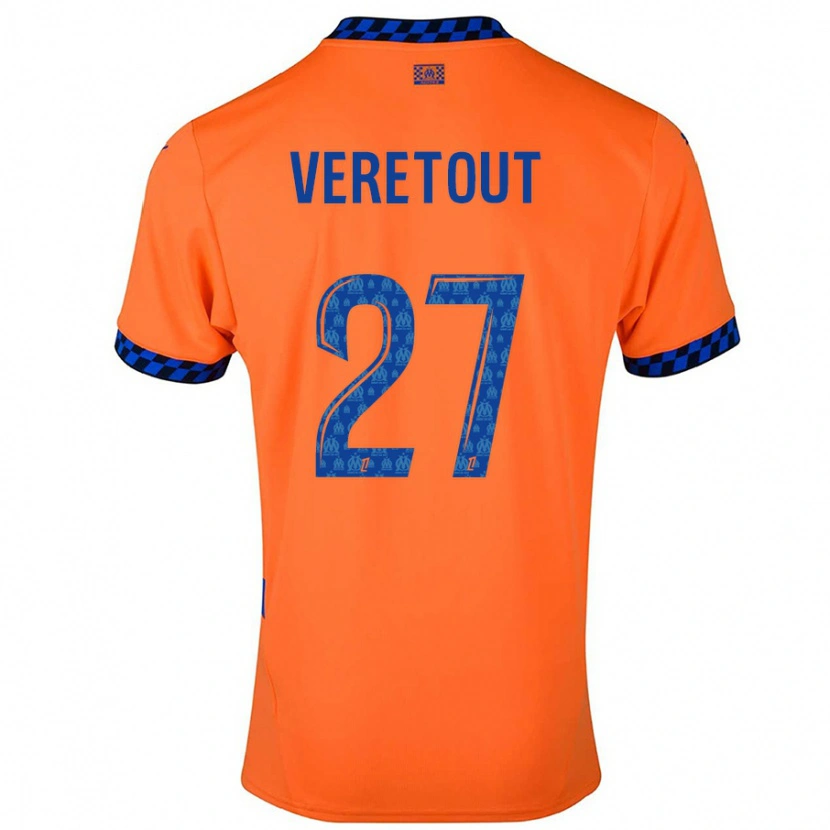 Danxen Kvinnor Jordan Veretout #27 Orange Mörkblå Tredjesatsen Matchtröjor 2024/25 Tröjor T-Tröja