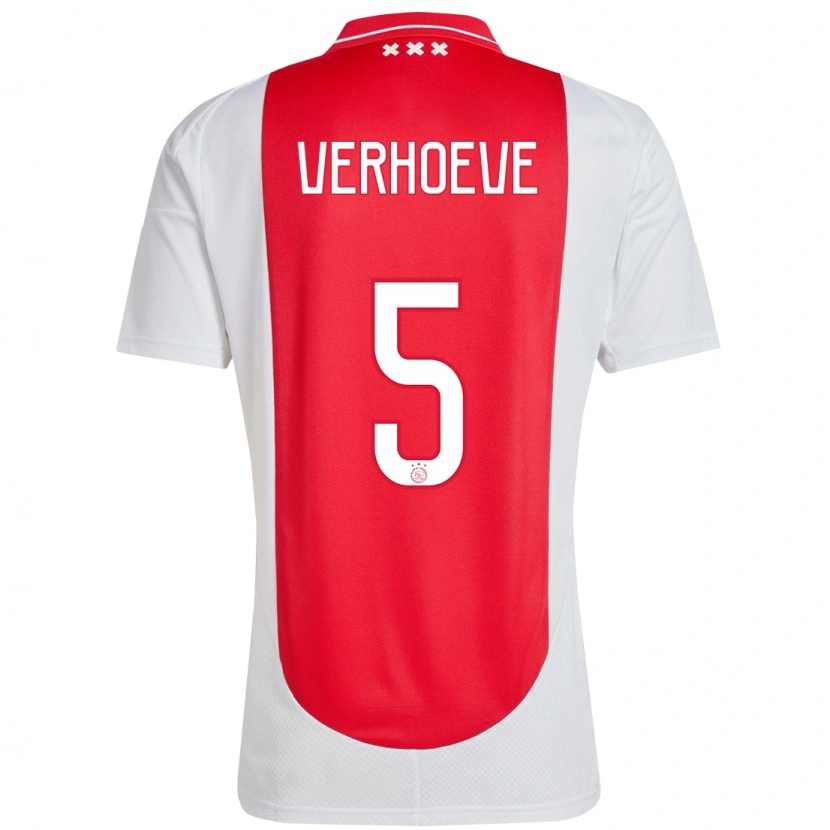 Danxen Barn Soraya Verhoeve #5 Röd Vit Hemmatröja Matchtröjor 2024/25 Tröjor T-Tröja