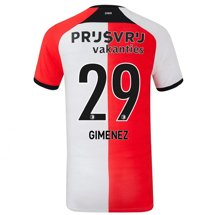 Danxen Barn Santiago Gimenez #29 Röd Vit Hemmatröja Matchtröjor 2024/25 Tröjor T-Tröja