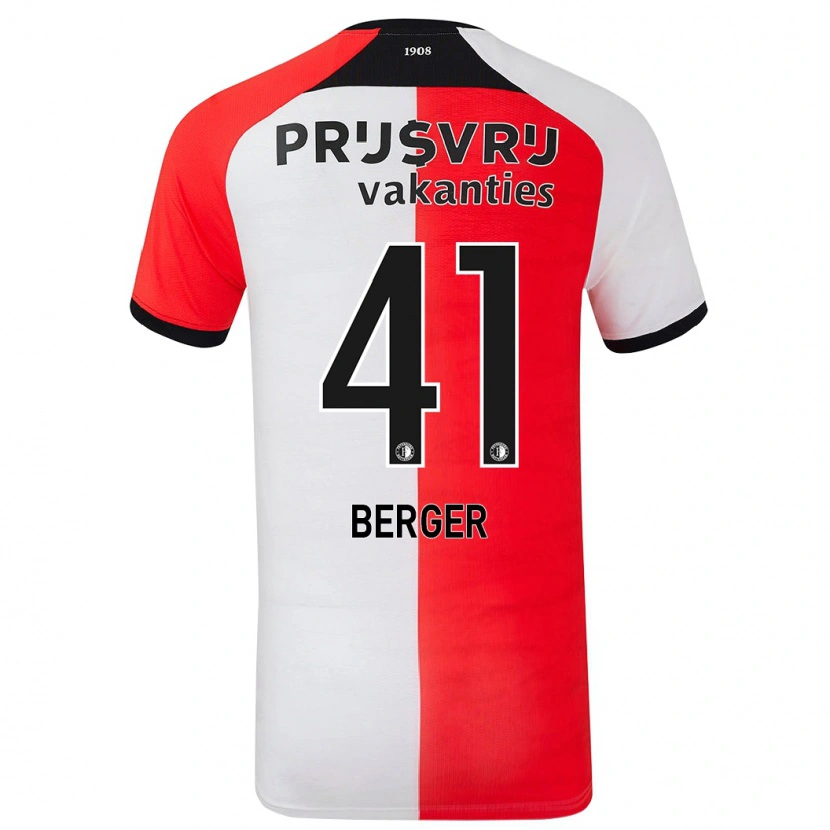Danxen Barn Mannou Berger #41 Röd Vit Hemmatröja Matchtröjor 2024/25 Tröjor T-Tröja