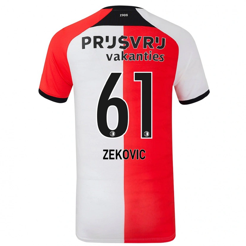 Danxen Barn Aleks Zekovic #61 Röd Vit Hemmatröja Matchtröjor 2024/25 Tröjor T-Tröja
