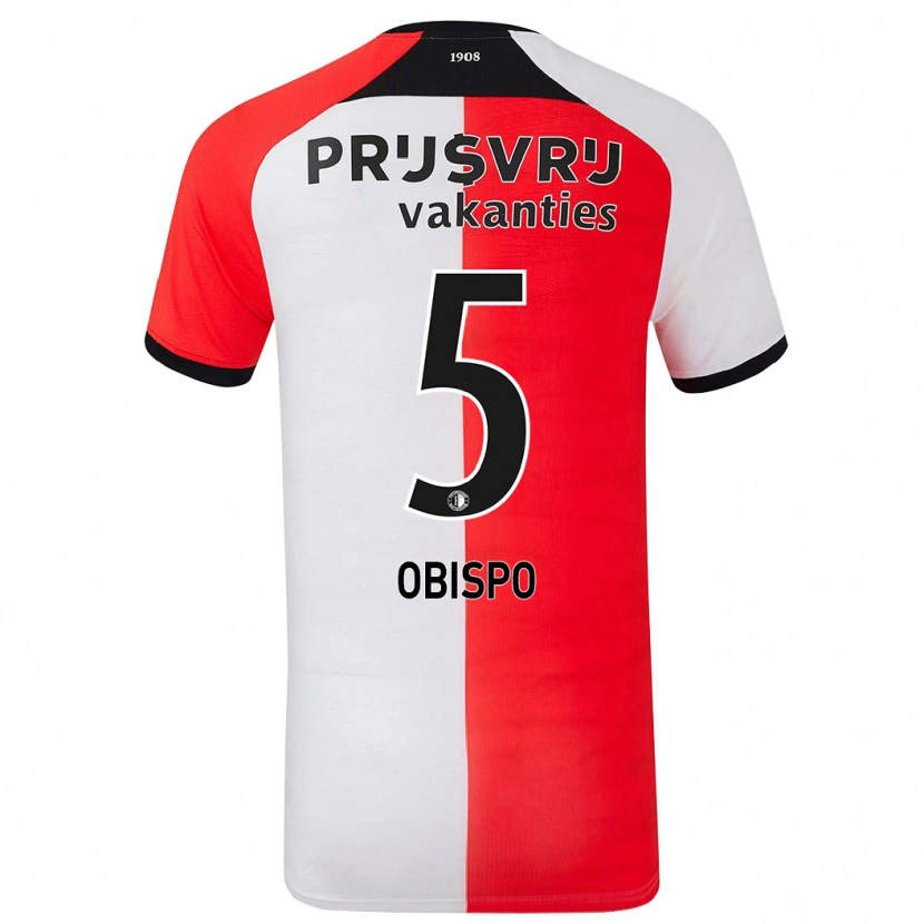 Danxen Barn Celainy Obispo #5 Röd Vit Hemmatröja Matchtröjor 2024/25 Tröjor T-Tröja