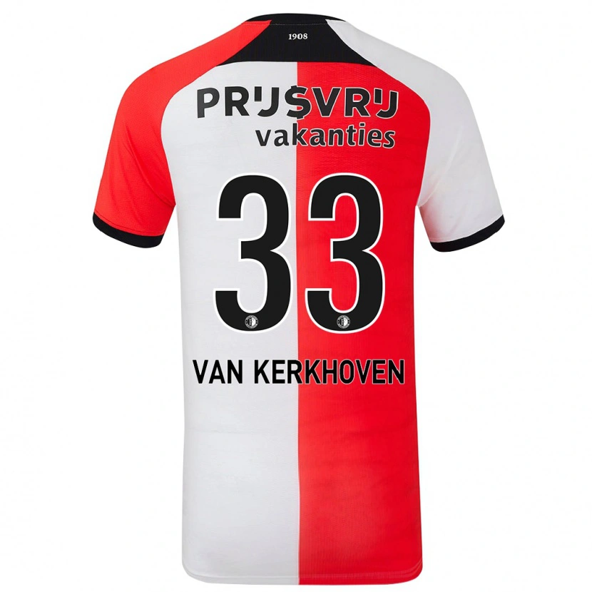 Danxen Barn Ella Van Kerkhoven #33 Röd Vit Hemmatröja Matchtröjor 2024/25 Tröjor T-Tröja