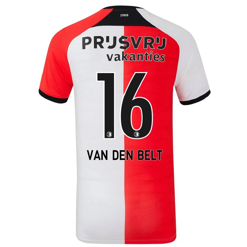 Danxen Barn Thomas Van Den Belt #16 Röd Vit Hemmatröja Matchtröjor 2024/25 Tröjor T-Tröja