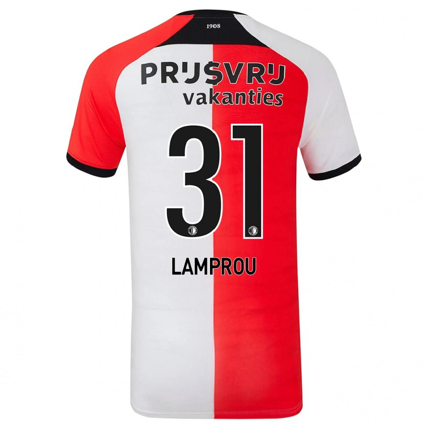 Danxen Barn Kostas Lamprou #31 Röd Vit Hemmatröja Matchtröjor 2024/25 Tröjor T-Tröja