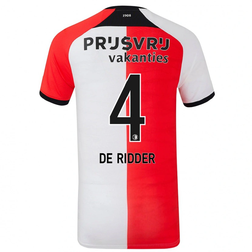 Danxen Barn Robine De Ridder #4 Röd Vit Hemmatröja Matchtröjor 2024/25 Tröjor T-Tröja