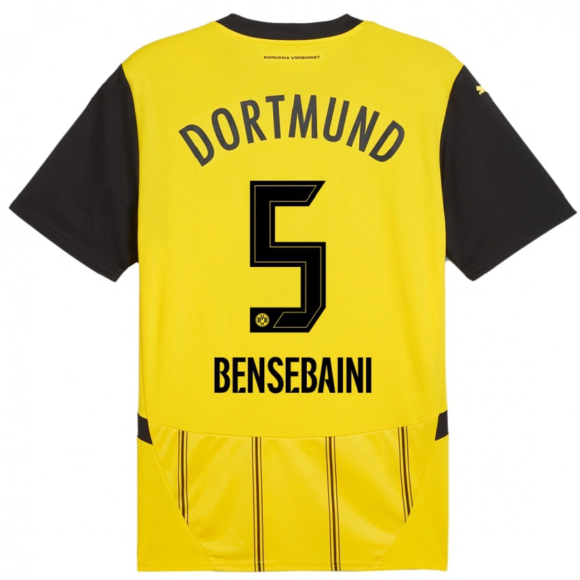 Danxen Barn Ramy Bensebaini #5 Gul Svart Hemmatröja Matchtröjor 2024/25 Tröjor T-Tröja