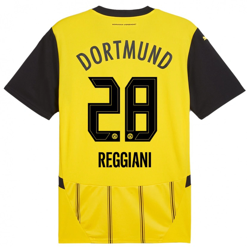 Danxen Barn Luca Reggiani #28 Gul Svart Hemmatröja Matchtröjor 2024/25 Tröjor T-Tröja