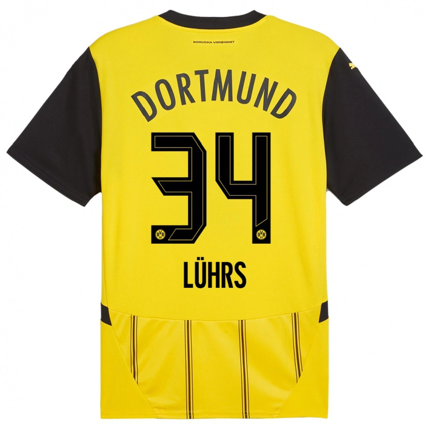 Danxen Barn Yannik Lührs #34 Gul Svart Hemmatröja Matchtröjor 2024/25 Tröjor T-Tröja