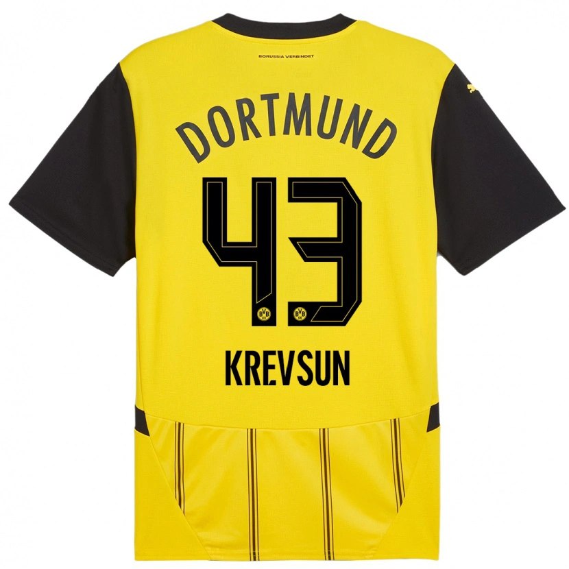 Danxen Barn Danylo Krevsun #43 Gul Svart Hemmatröja Matchtröjor 2024/25 Tröjor T-Tröja