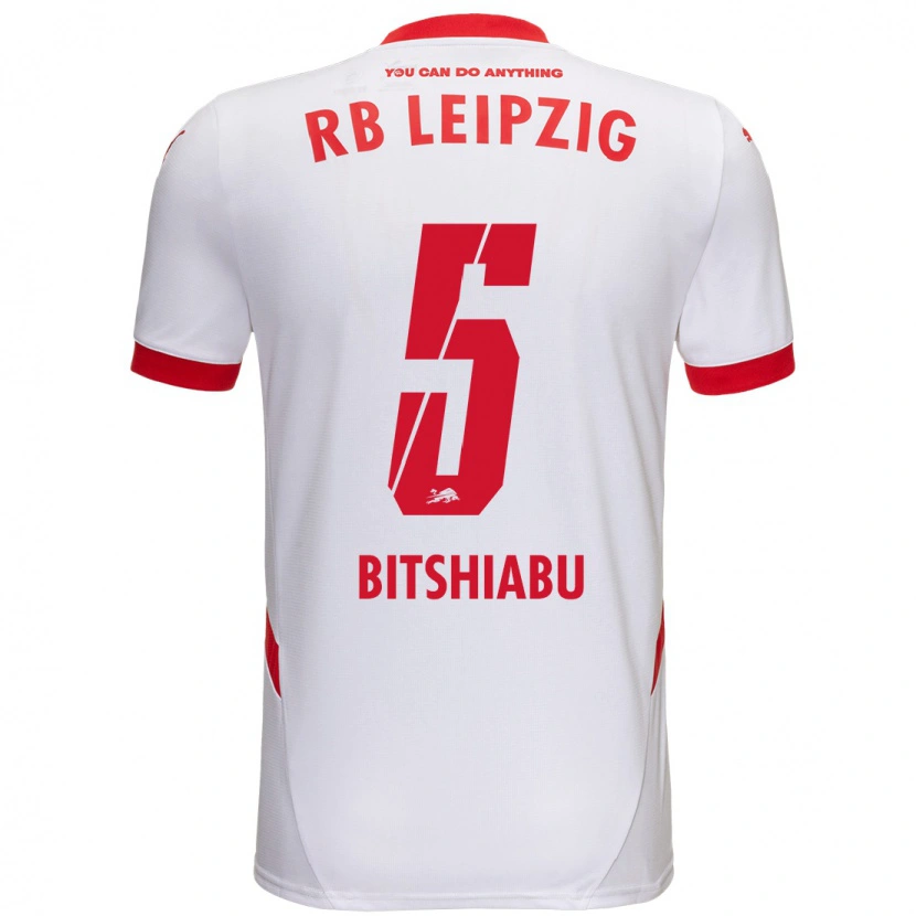 Danxen Barn El Chadaille Bitshiabu #5 Vit Röd Hemmatröja Matchtröjor 2024/25 Tröjor T-Tröja