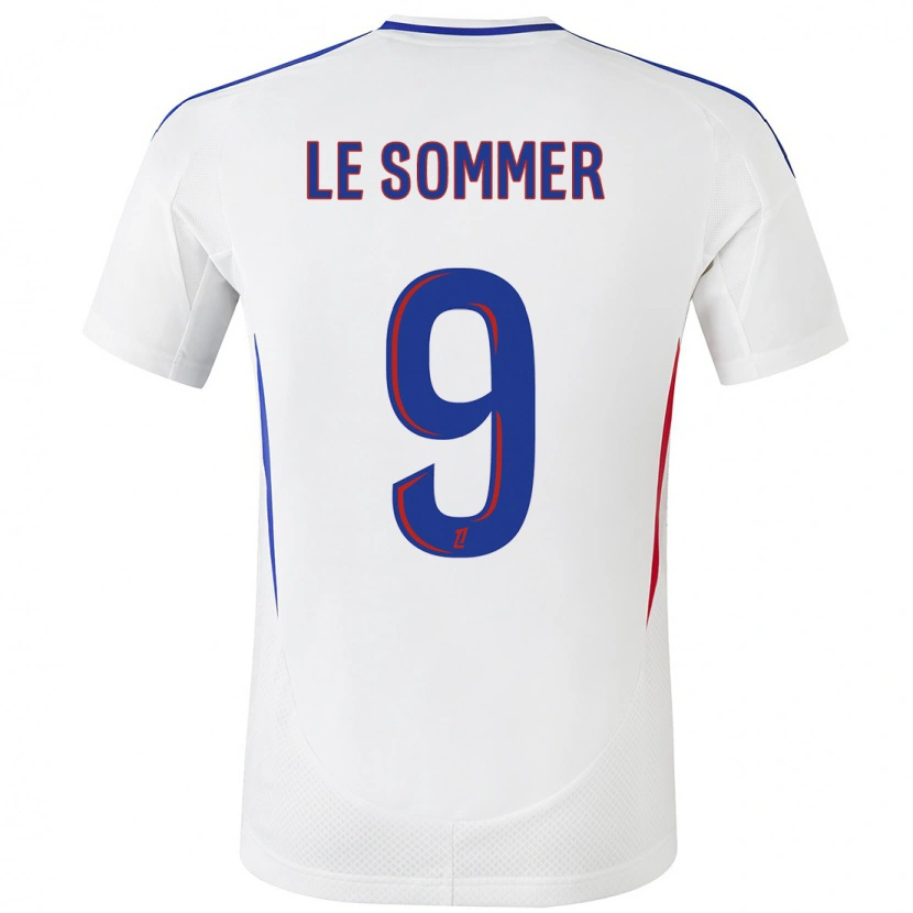 Danxen Barn Eugénie Le Sommer #9 Vit Blå Hemmatröja Matchtröjor 2024/25 Tröjor T-Tröja