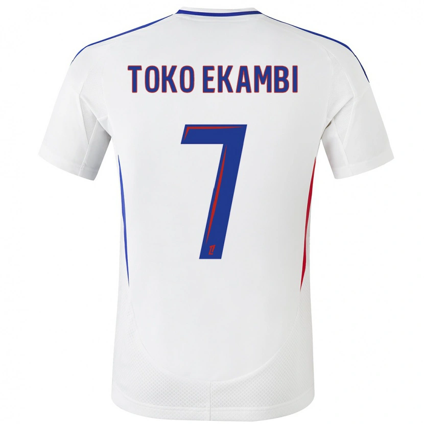 Danxen Barn Karl Toko Ekambi #7 Vit Blå Hemmatröja Matchtröjor 2024/25 Tröjor T-Tröja