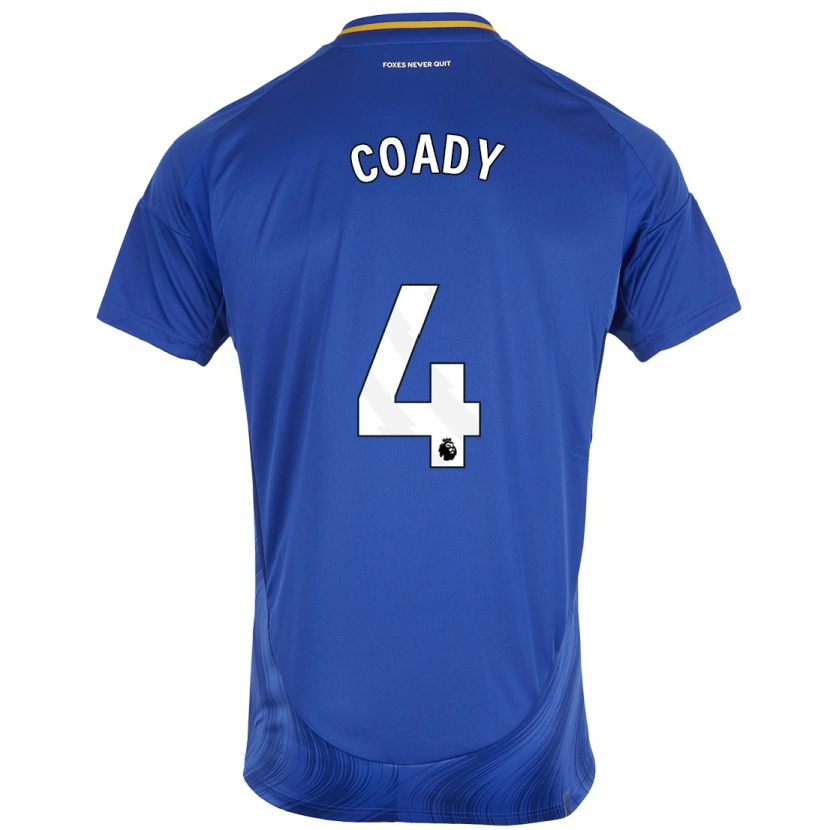 Danxen Barn Conor Coady #4 Blå Vit Hemmatröja Matchtröjor 2024/25 Tröjor T-Tröja
