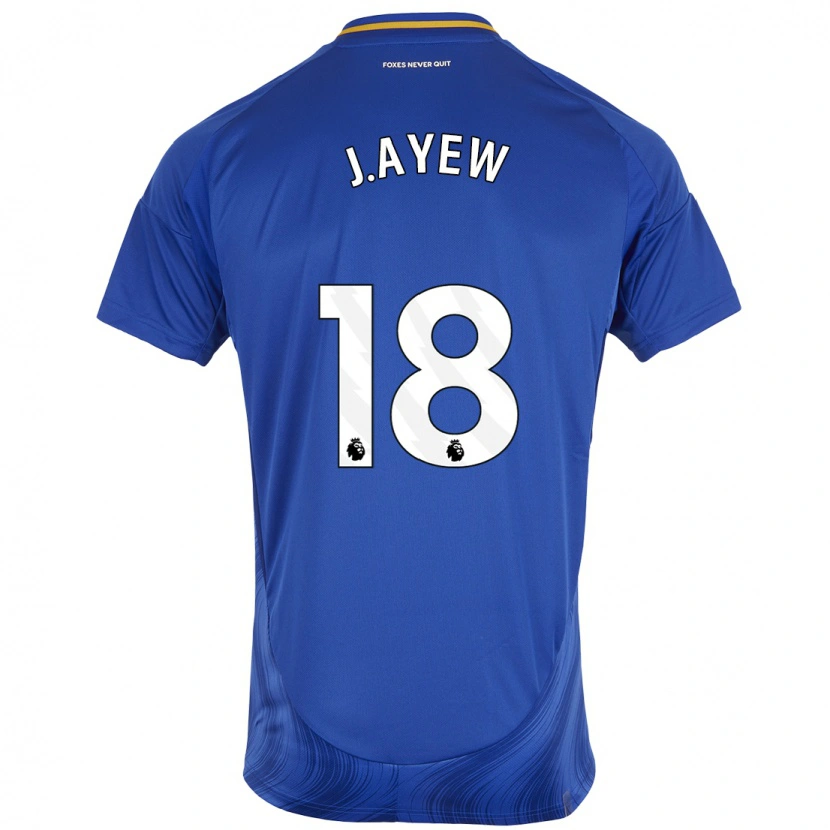 Danxen Barn Jordan Ayew #18 Blå Vit Hemmatröja Matchtröjor 2024/25 Tröjor T-Tröja