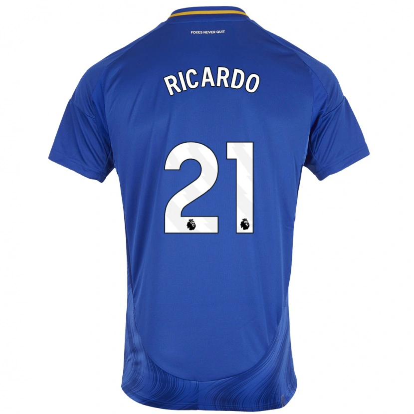 Danxen Barn Ricardo Pereira #21 Blå Vit Hemmatröja Matchtröjor 2024/25 Tröjor T-Tröja