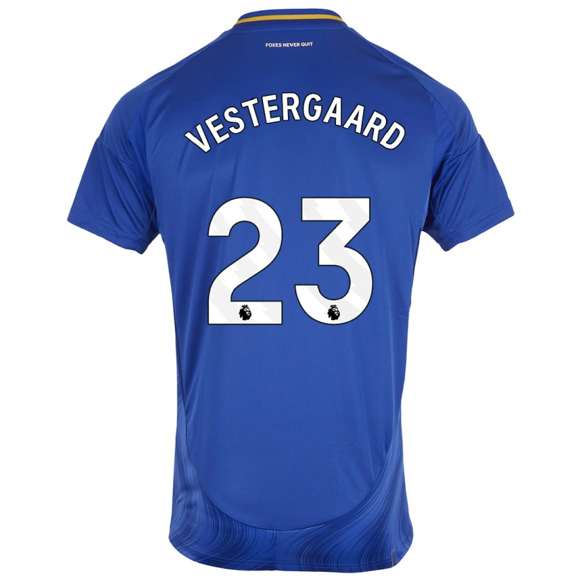 Danxen Barn Jannik Vestergaard #23 Blå Vit Hemmatröja Matchtröjor 2024/25 Tröjor T-Tröja