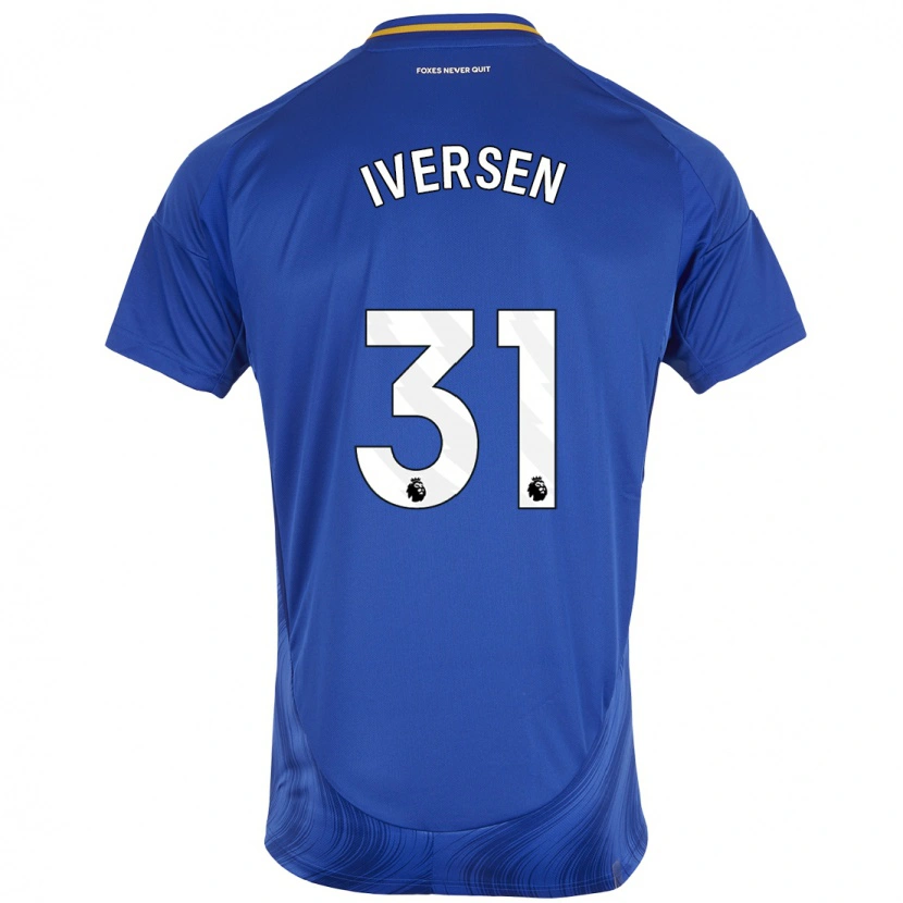 Danxen Barn Daniel Iversen #31 Blå Vit Hemmatröja Matchtröjor 2024/25 Tröjor T-Tröja