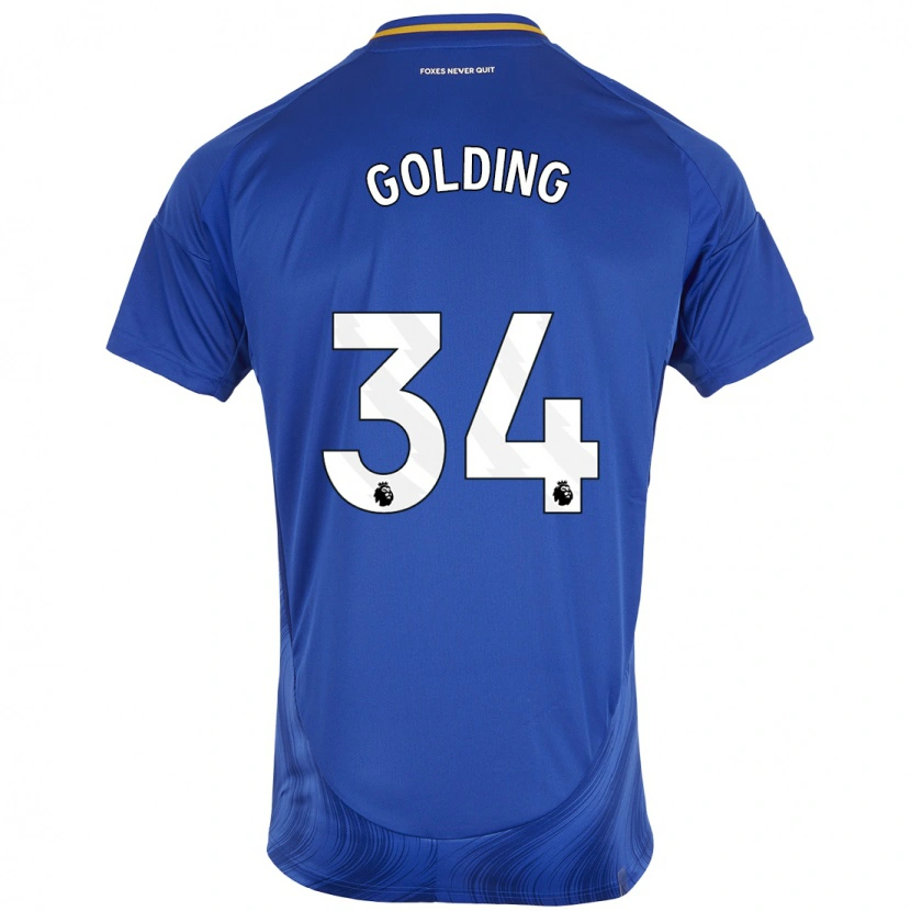 Danxen Barn Michael Golding #34 Blå Vit Hemmatröja Matchtröjor 2024/25 Tröjor T-Tröja