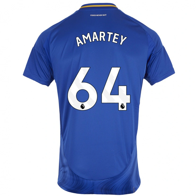 Danxen Barn Bobby Amartey #64 Blå Vit Hemmatröja Matchtröjor 2024/25 Tröjor T-Tröja
