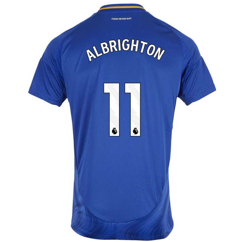 Danxen Barn Marc Albrighton #11 Blå Vit Hemmatröja Matchtröjor 2024/25 Tröjor T-Tröja