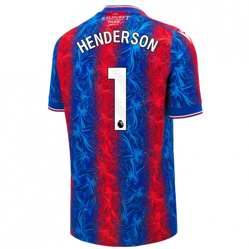 Danxen Barn Dean Henderson #1 Röda Blå Ränder Hemmatröja Matchtröjor 2024/25 Tröjor T-Tröja