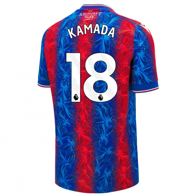 Danxen Barn Daichi Kamada #18 Röda Blå Ränder Hemmatröja Matchtröjor 2024/25 Tröjor T-Tröja