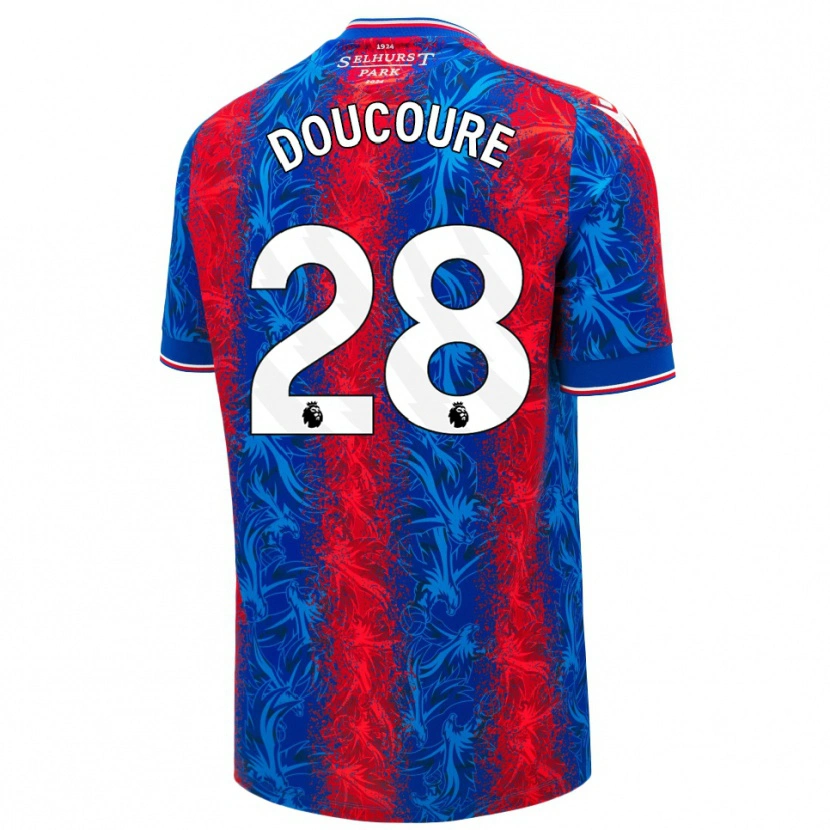 Danxen Barn Cheick Doucouré #28 Röda Blå Ränder Hemmatröja Matchtröjor 2024/25 Tröjor T-Tröja