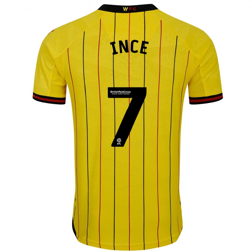 Danxen Barn Tom Ince #7 Gul Svart Hemmatröja Matchtröjor 2024/25 Tröjor T-Tröja