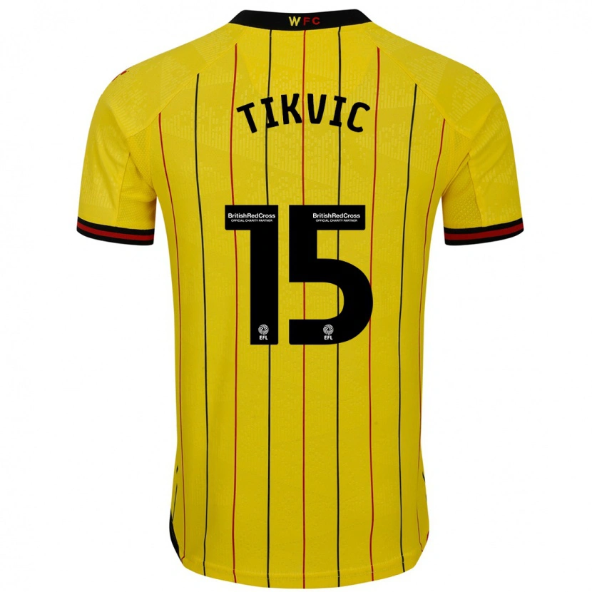 Danxen Barn Antonio Tikvic #15 Gul Svart Hemmatröja Matchtröjor 2024/25 Tröjor T-Tröja