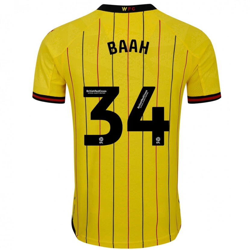 Danxen Barn Kwadwo Baah #34 Gul Svart Hemmatröja Matchtröjor 2024/25 Tröjor T-Tröja