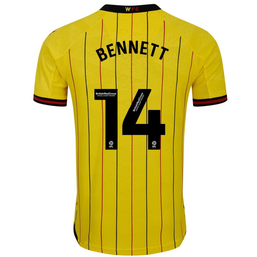 Danxen Barn Harley Bennett #14 Gul Svart Hemmatröja Matchtröjor 2024/25 Tröjor T-Tröja