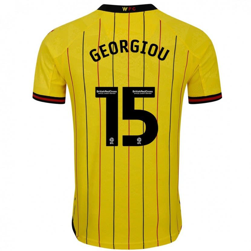 Danxen Barn Andria Georgiou #15 Gul Svart Hemmatröja Matchtröjor 2024/25 Tröjor T-Tröja