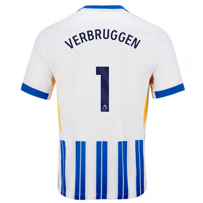 Danxen Barn Bart Verbruggen #1 Vita Blå Kritränder Hemmatröja Matchtröjor 2024/25 Tröjor T-Tröja