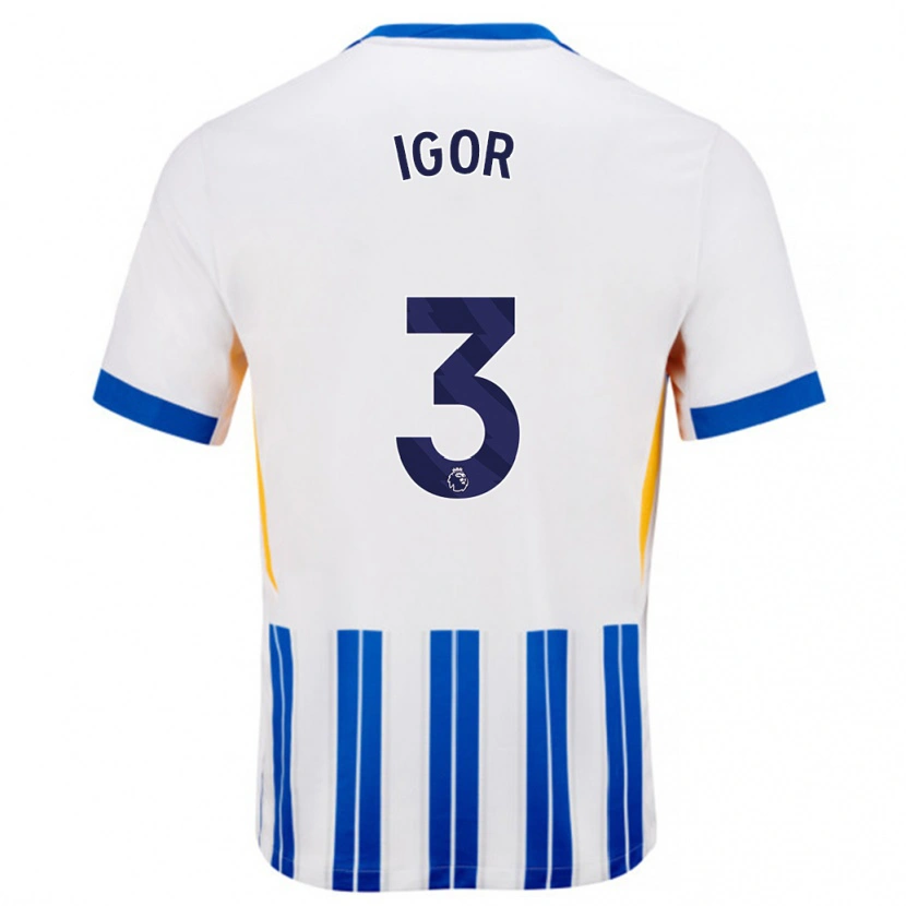 Danxen Barn Igor #3 Vita Blå Kritränder Hemmatröja Matchtröjor 2024/25 Tröjor T-Tröja