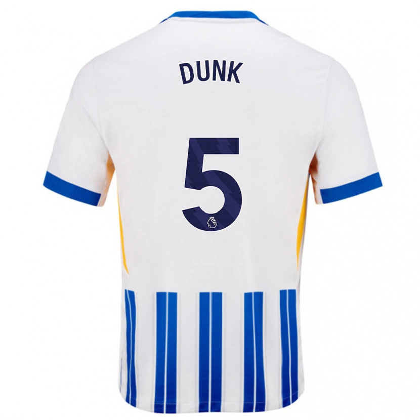 Danxen Barn Lewis Dunk #5 Vita Blå Kritränder Hemmatröja Matchtröjor 2024/25 Tröjor T-Tröja