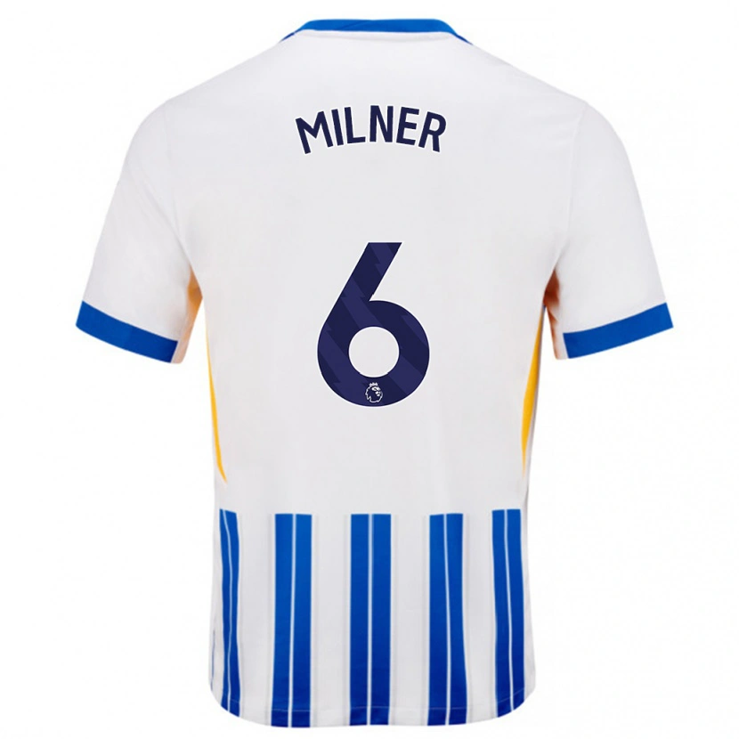 Danxen Barn James Milner #6 Vita Blå Kritränder Hemmatröja Matchtröjor 2024/25 Tröjor T-Tröja